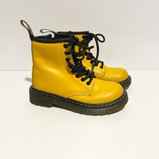 Kids Dr. Martens 1460 Side Zip Yellow Lace-Up Boots