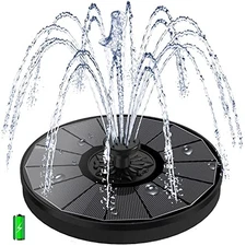 Solar Fountain with 2000 mAh Battery Backup Works in Cloudy, Glass Solar Black