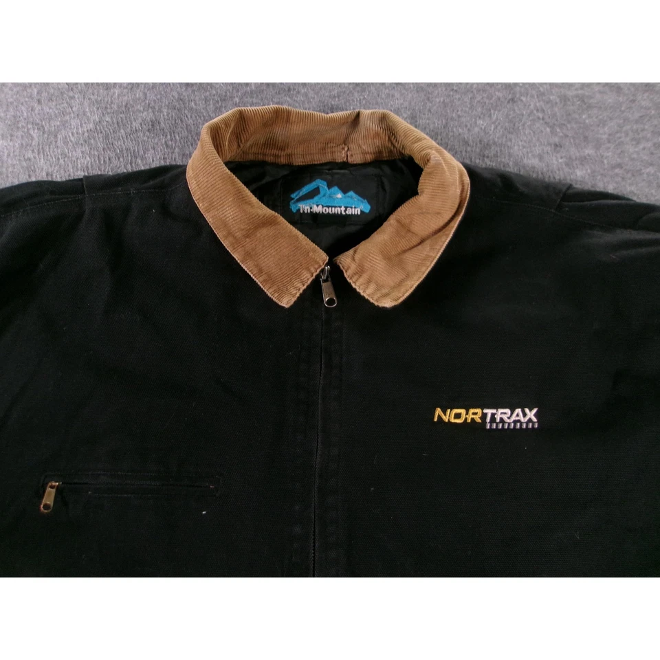 John Deere Jacket Mens 2XL Black Brown Quilted Nor Trax Workwear Chore Canvas - Image 2 of 4