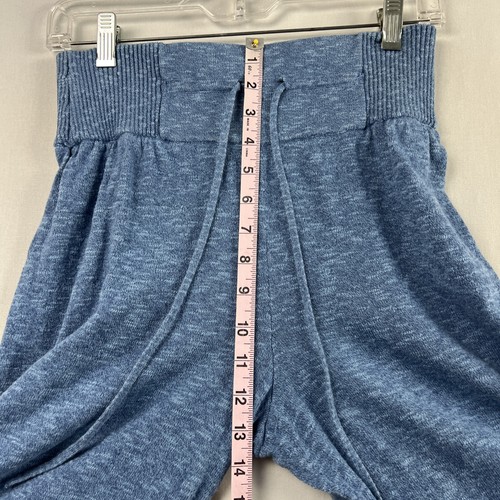 Joggers de playa Free People FP talla pequeña mezcla de lino jaspeado cintura alta azul - Imagen 5 de 10