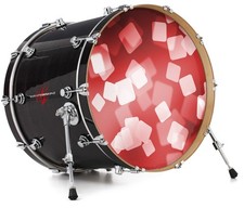 Vinyl Decal Skin for 24" Bass Kick Drum Head Bokeh Squared Red