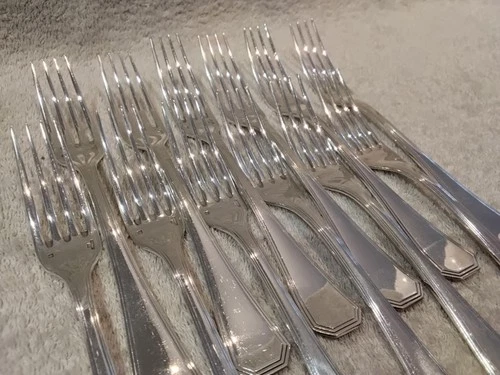 Vintage 1970 French silver-plated 12 dinner forks Christofle America 20,5-20,6cm