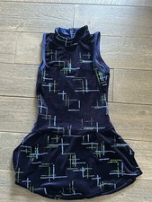 Child 8-10 Dance/ Figure Skating Costume Dress Blue Velvet Sparkle