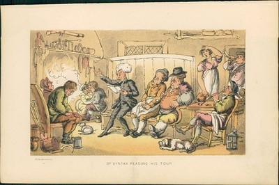 Lithographie : Dr. Syntax Reading His Tour. (Illustration zu ''Doctor Syntax's Th