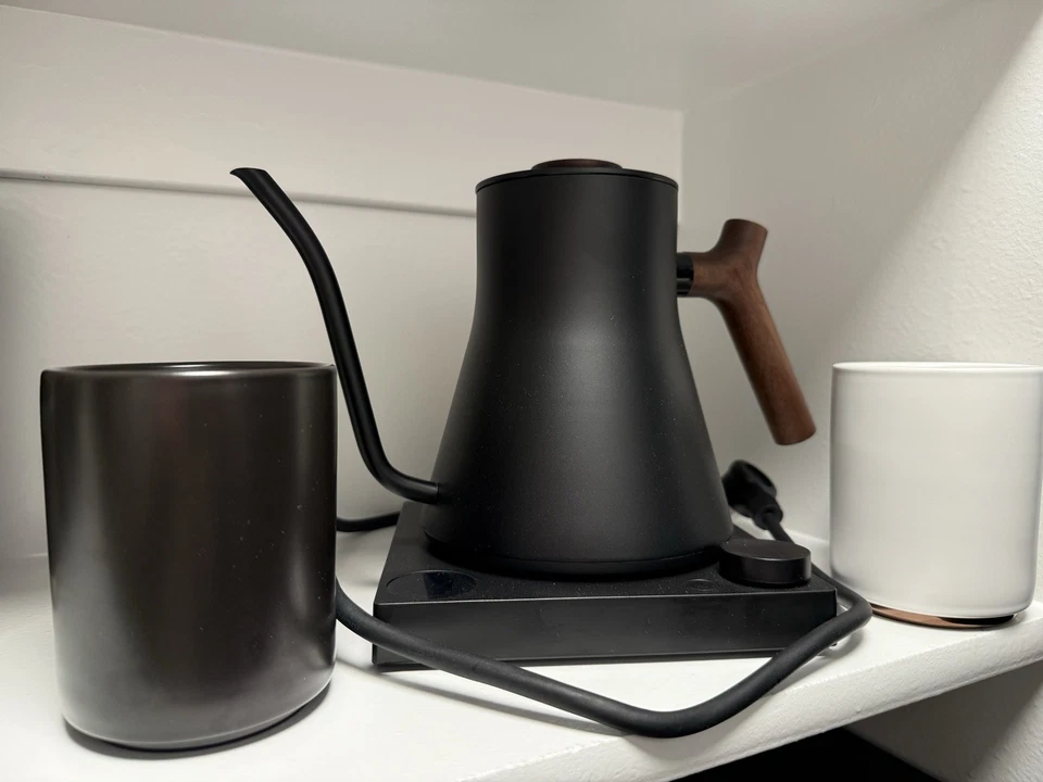 Fellow Stag EKG Electric Pour-Over Kettle Electric Black And Walnut & Cups - Image 2 of 4