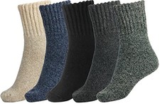 Boot Socks for Women Winter Solid Medium Gray Beige Blue Green Black -5 Pairs
