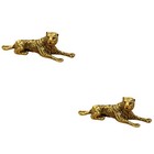 2 pcs  Tiger Figurine Antique Tiger Decor Brass Animals Adorn Car Tiger Adorn