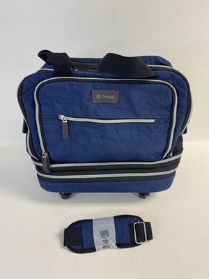 Biaggi BLUE ZipSack Foldable Rolling Spinner Duffle Suitcase NICE!