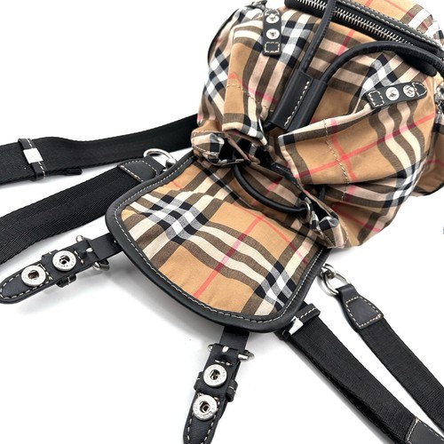 BURBERRY Mini Backpack Check Nylon Drawstring Authentic - Picture 13 of 24