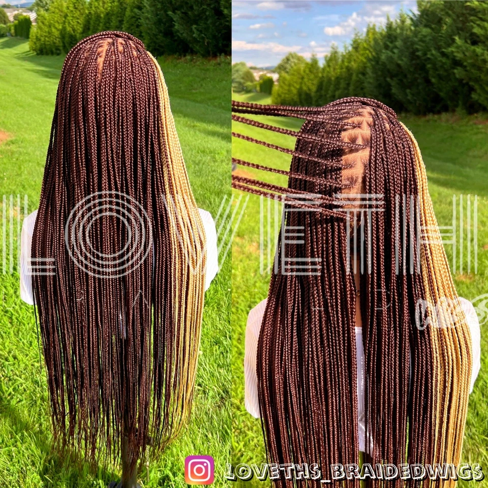 Se envía al día siguiente (ENVÍO 2 DÍAS) Peluca trenzada de encaje completo Cornrow, trenza negra sin nudos Foto 3 de 4