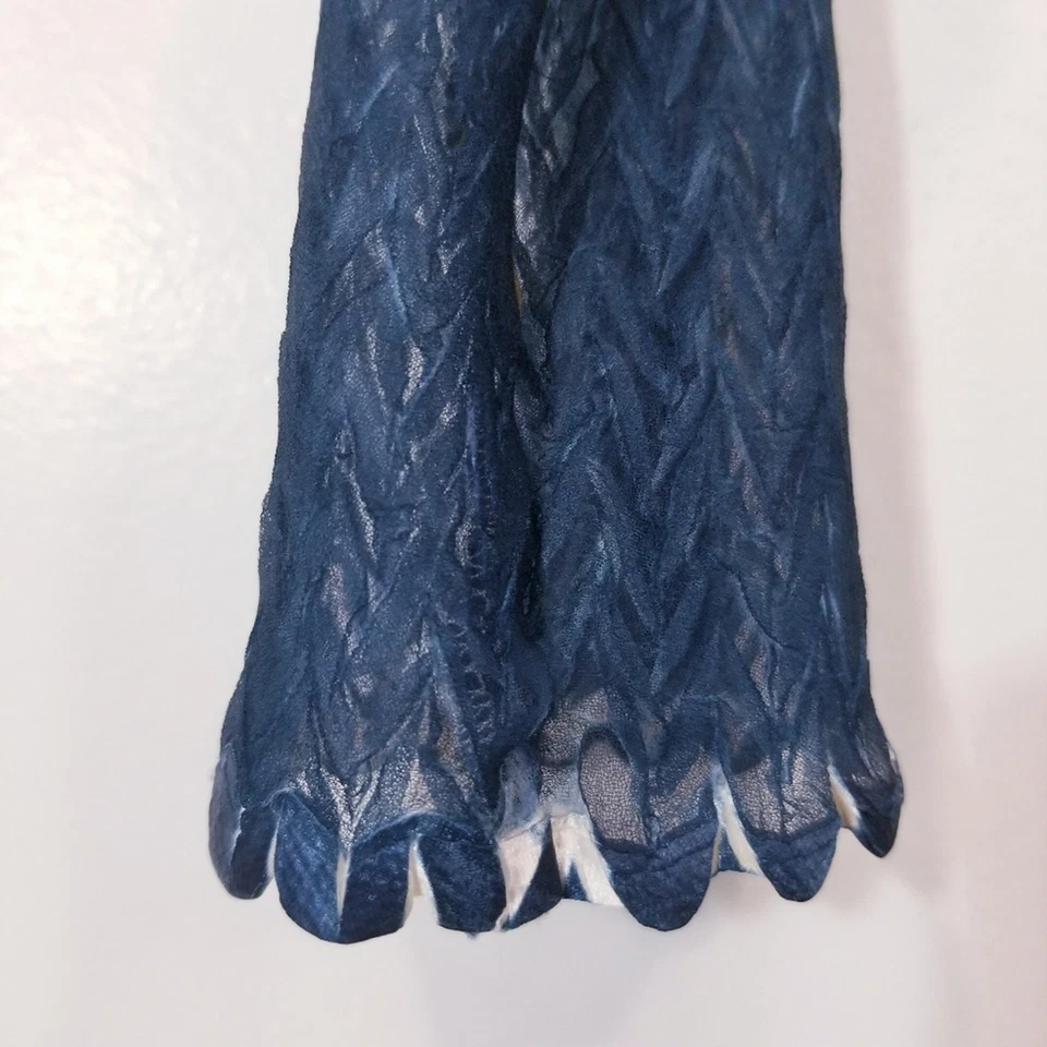 Komarov Women size Large Satin Lace Elegant Blue Floral Women Dress V-Neckline - Image 2 of 4