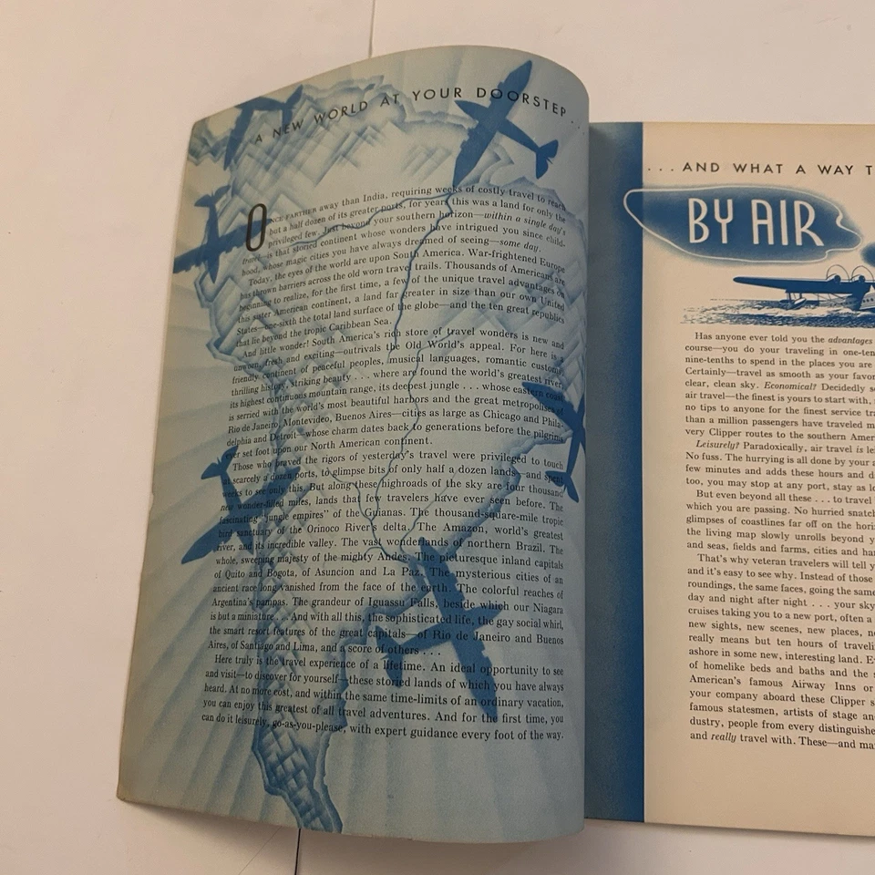Folleto Clipper 1937 Pan Am "Alrededor de Sudamérica" - Arte Kenneth Thompson Foto 2 de 4