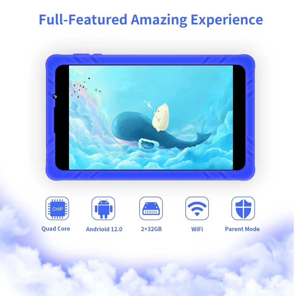 SGIN 8 inch Android 12 Kids Tablet 2GB+32GB Quad-Core 1.6Ghz WiFi Dual Camere - Image 2 of 4