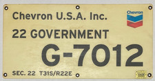 Vintage CHEVRON Government Kern County CA Lease Fiberglass Sign Gas Oil Field
