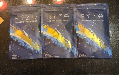 RYZE MUSHROOM Coffee HOT COCOA  (3-pack) 60 SERVINGS MUSHROOM Hot Chocolate 