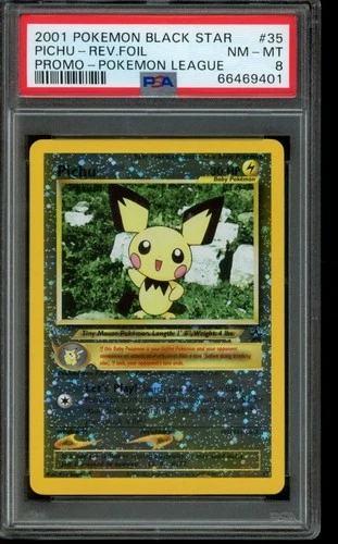 PSA 8 NM-MT Pokemon Pichu Black Star Promos Pokemon League Reverse Foil 35