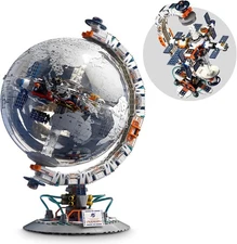 Finger Rock Space Station Globe Building Set for Adults,Rotatable Globe Displ...