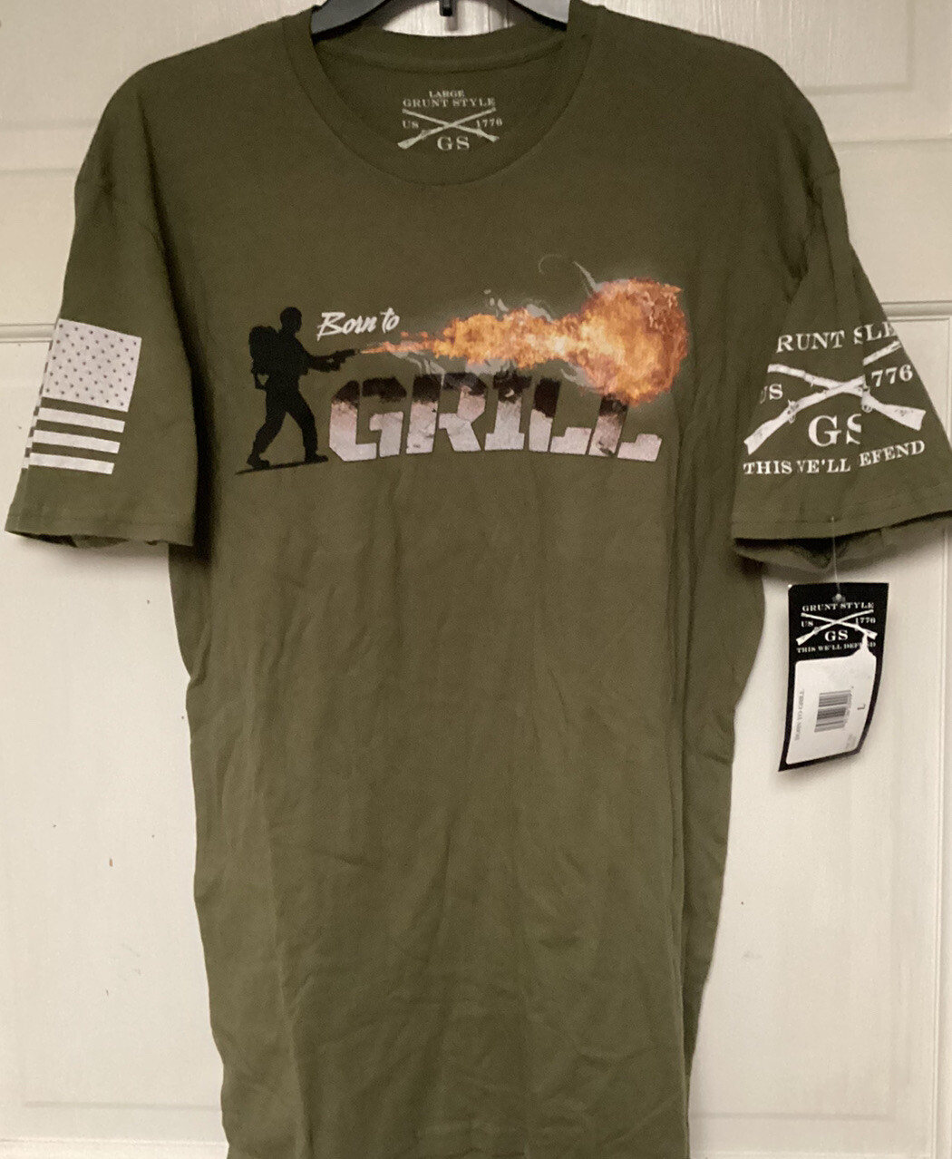Grunt Style Born To Grill T-Shirt - Military Green, Men L, Nwt, Usa | Ebay