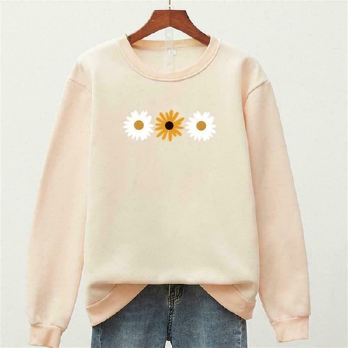 Langarm-Pullover Sweatshirt mit Gänseblümchenmuster lässiger Sportpullover Oberteil Shirt für Damen - Bild 5 von 18