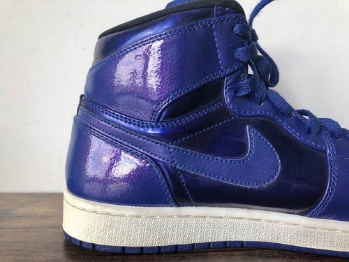 NIKE AIR JORDAN 1 RETRO HIGH OG I PATENT LEATHER DEEP ROYAL BLUE BLACK WHITE 9.5 - Picture 19 of 24