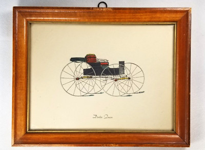 Vintage 1950s Art Print Train Automobiles Dexter Queen Americana Artist