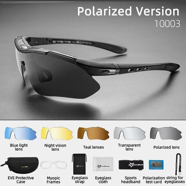 ROCKBROS Polarized Cycling Sunglasses 5 Lenses Fishing Golf Sports Glasses UV400 - image 4 of 4