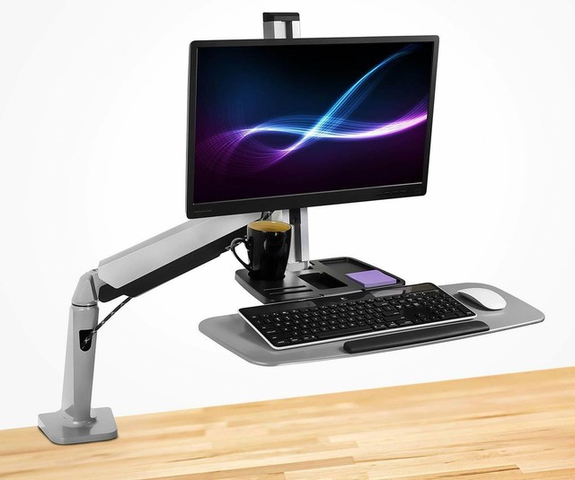 Sit Stand Wall Mount Computer Workstation Keyboard Tray Arm Cpu