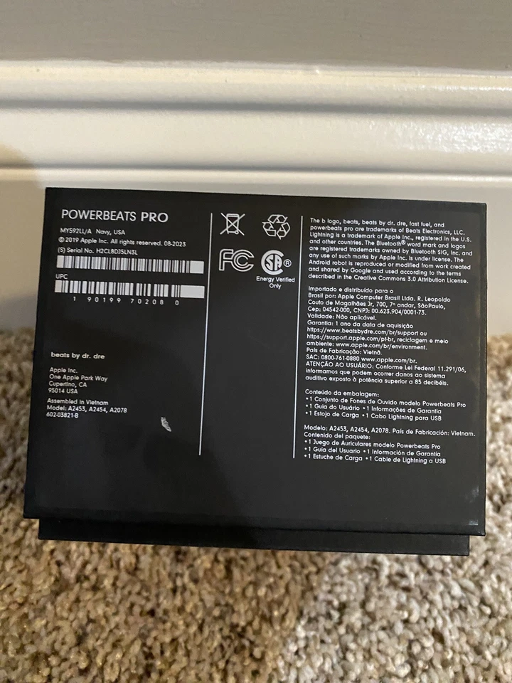 Beats by Dr. Dre Powerbeats Pro EMPTY INTERIOR BOX ONLY BLACK Color - Excellent - Image 2 of 3