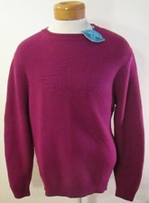 NWT DOCKERS Mens Woven Cotton Knit Crew Neck Sweater M Berry MSRP 99