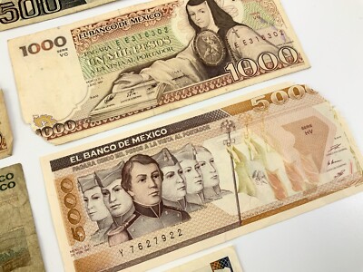 Lot of 7 Mexico Banknotes Circulated El Banco De Mexico Pesos