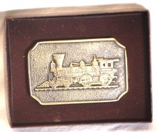 RR Steam Locomotive Train Brass Belt Buckle BTS USA 1978