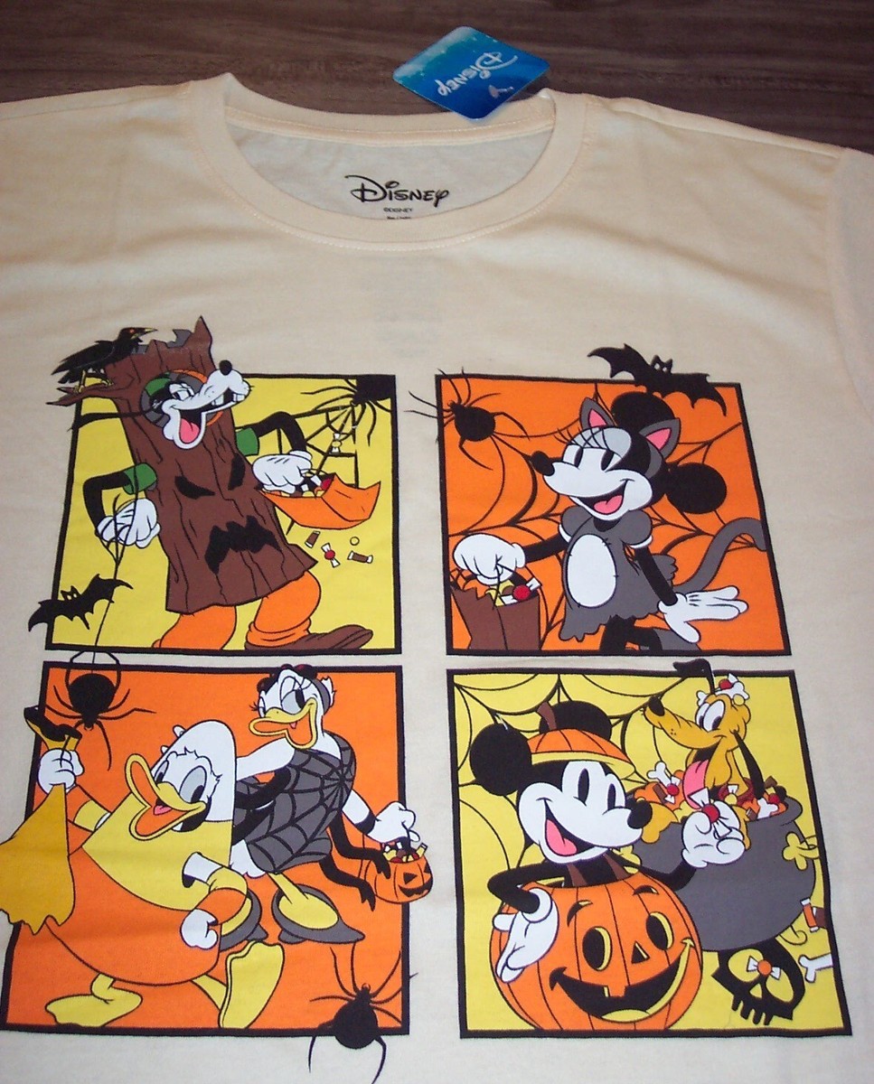 Walt Disney Mickey Mouse Goofy Donald Halloween T-Shirt Mens SMALL