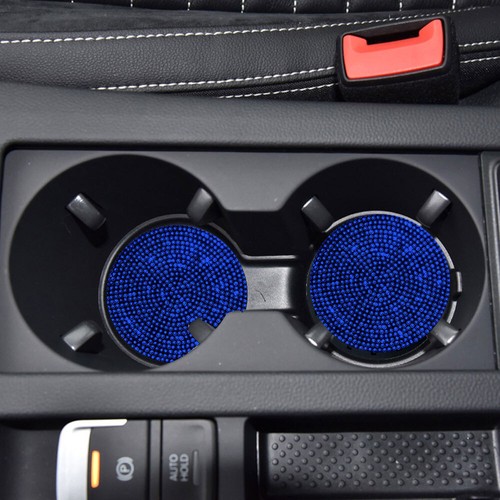 2x Bling Crystal Rhinestone Car Cup Holder Diamond Anti Slip Insert Coaster Blue - Picture 9 of 10