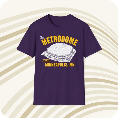 Throwbackmax The Metrodome 1982 Classic Cut Football T-Shirt - Minnesota Vikings - Picture 3 of 6