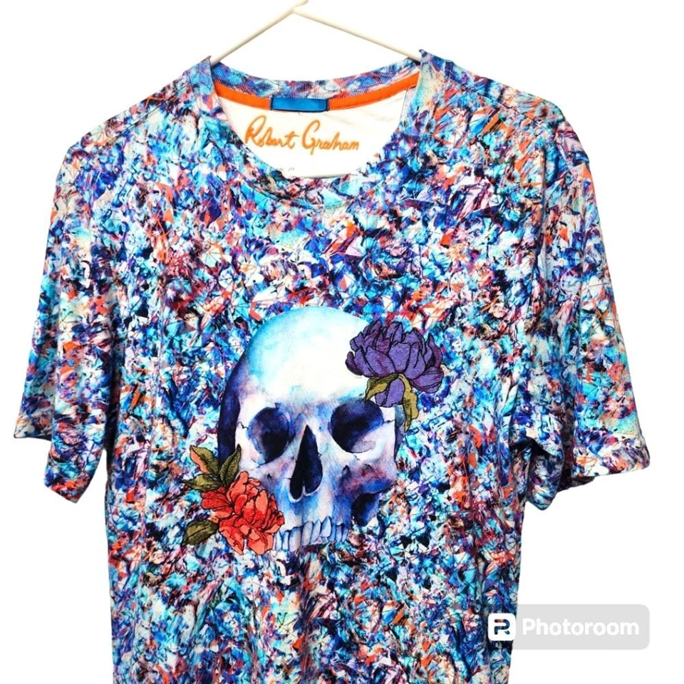 Robert Graham Embroidered Skull Tshirt Size XS - Image 3 of 4