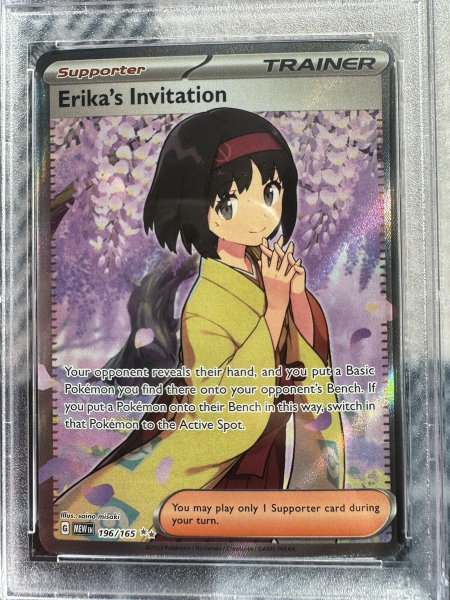 ⚡️🌸PSA 8 NM-MT Erika's Invitation #196 Full Art English Pokémon