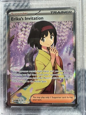 ⚡️🌸PSA 8 NM-MT Erika's Invitation #196 Full Art English Pokémon