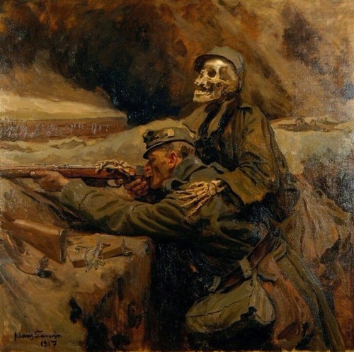 Hans Larwin : Soldier and Death : 1917 : Archival Quality Art Print