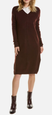 vince camuto sweater dress Women's Long Sleeve V-Neck Dress, Large and measures 48 inches in length Vince Camuto Womens Cowl Neck