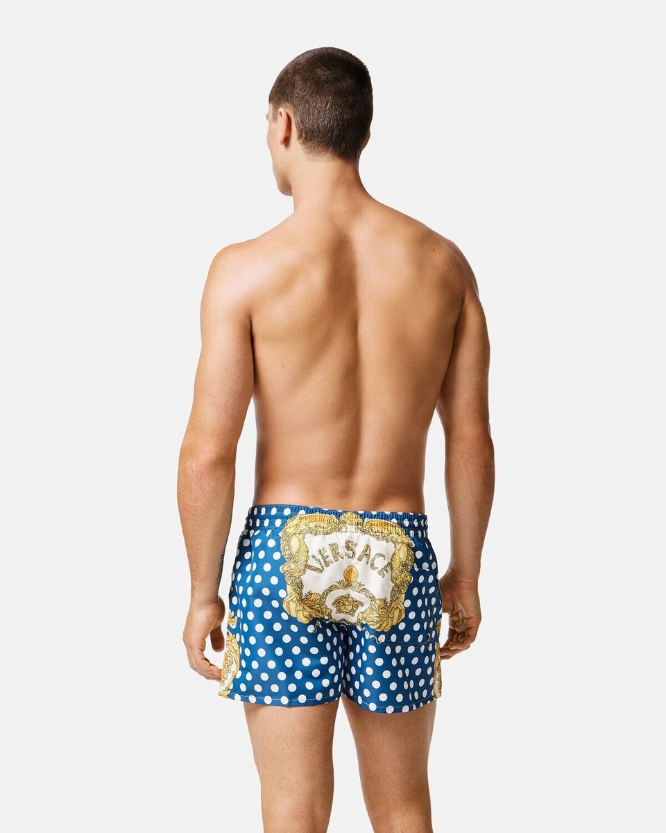 Buy VERSACE 'All Over Logo Swim Shorts' Bathing Suit Trunks 4 IT