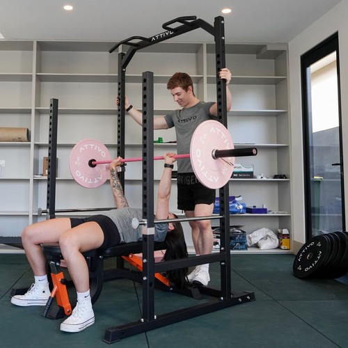 ATTIVO L2 Heavy Duty Half Power Cage Weight Lifting Squat Rack & Dip Station Tow - Picture 8 of 10
