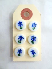 6 Acrylic Single Blue Flower BUTTONS Shank-End 1/2"
