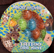 EASTER WACKY ANIMAL TATTOO EGG HUNT 16-EGGS PARTY FUN 