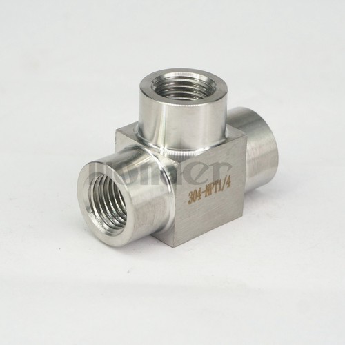 4000 PSI 1/4" NPT Female Tee 3 Way Pipe Fitting 304 Stainless Water Gas Oil - Picture 1 of 4