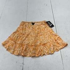 Art Class Orange Floral Print Tiered A-Line Skirt Girls Size Small NEW