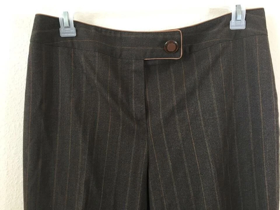 Dressbarn pants size 16 brown tan pinstripe cropped 27.5" inseam - Image 2 of 4