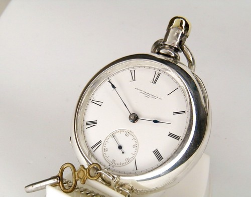 ILLINOIS KEY WIND 18 SIZE POCKET WATCH DIAL AND MVNT SIGNED "SMITH&BRASFIELD &CO
