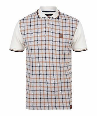 Fawn Mens Trojan Check Front Cotton Polo Shirt 8511 Fawn Mens Trojan Check Front Cotton Polo Shirt 8511
