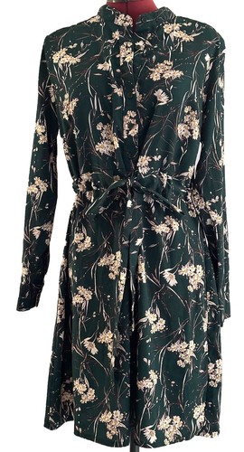 Temt Women’s Dress Size 14 Dark Green Floral Career Office Professional Preppy - Picture 3 of 22