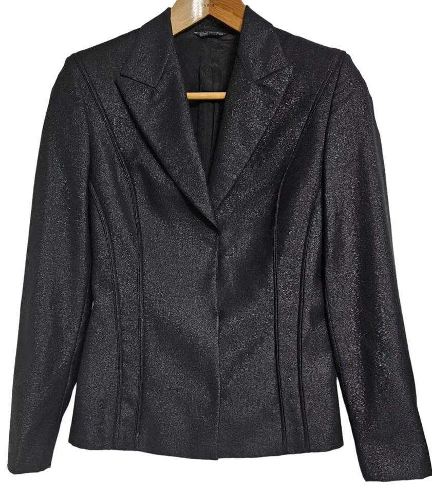 VINTAGE GIANNI VERSACE Couture Elegant Black Evening Blazer with Shimmer/38/XS/S - Image 3 of 4
